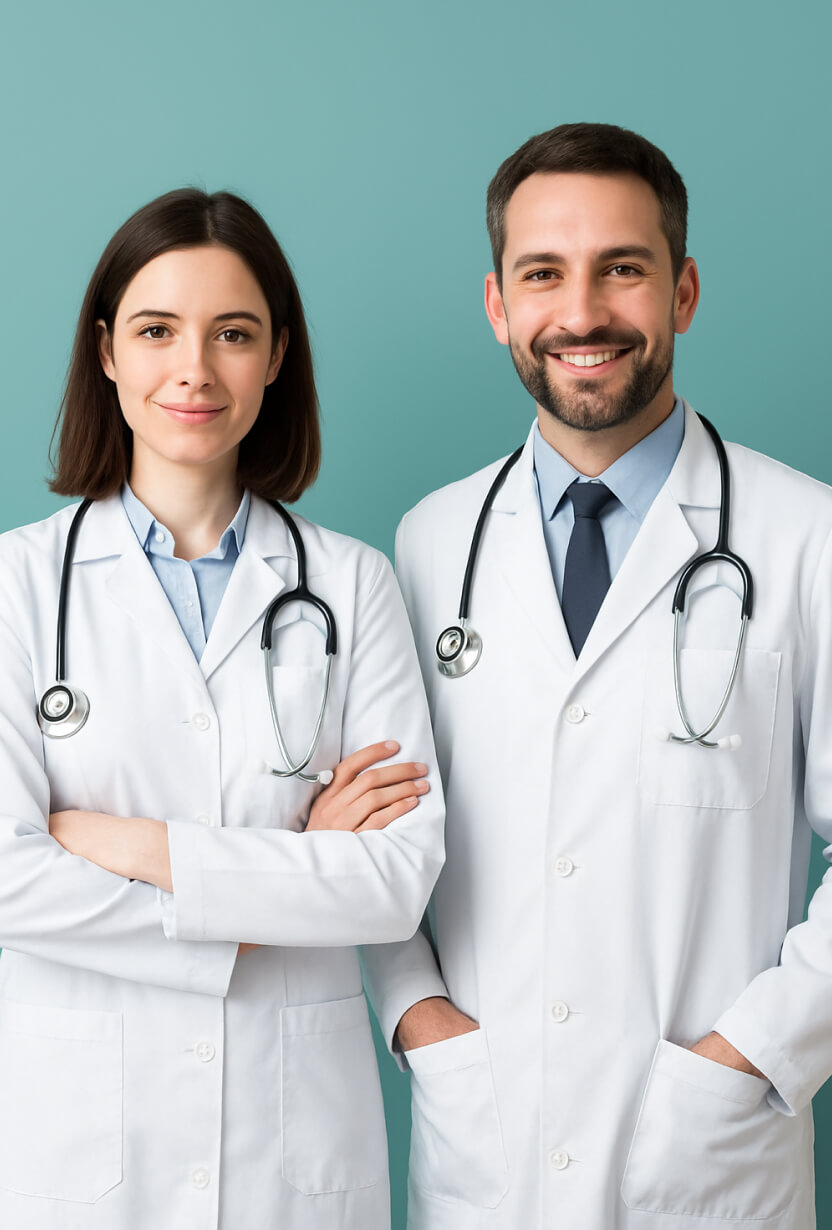 Two clinicians from a care team